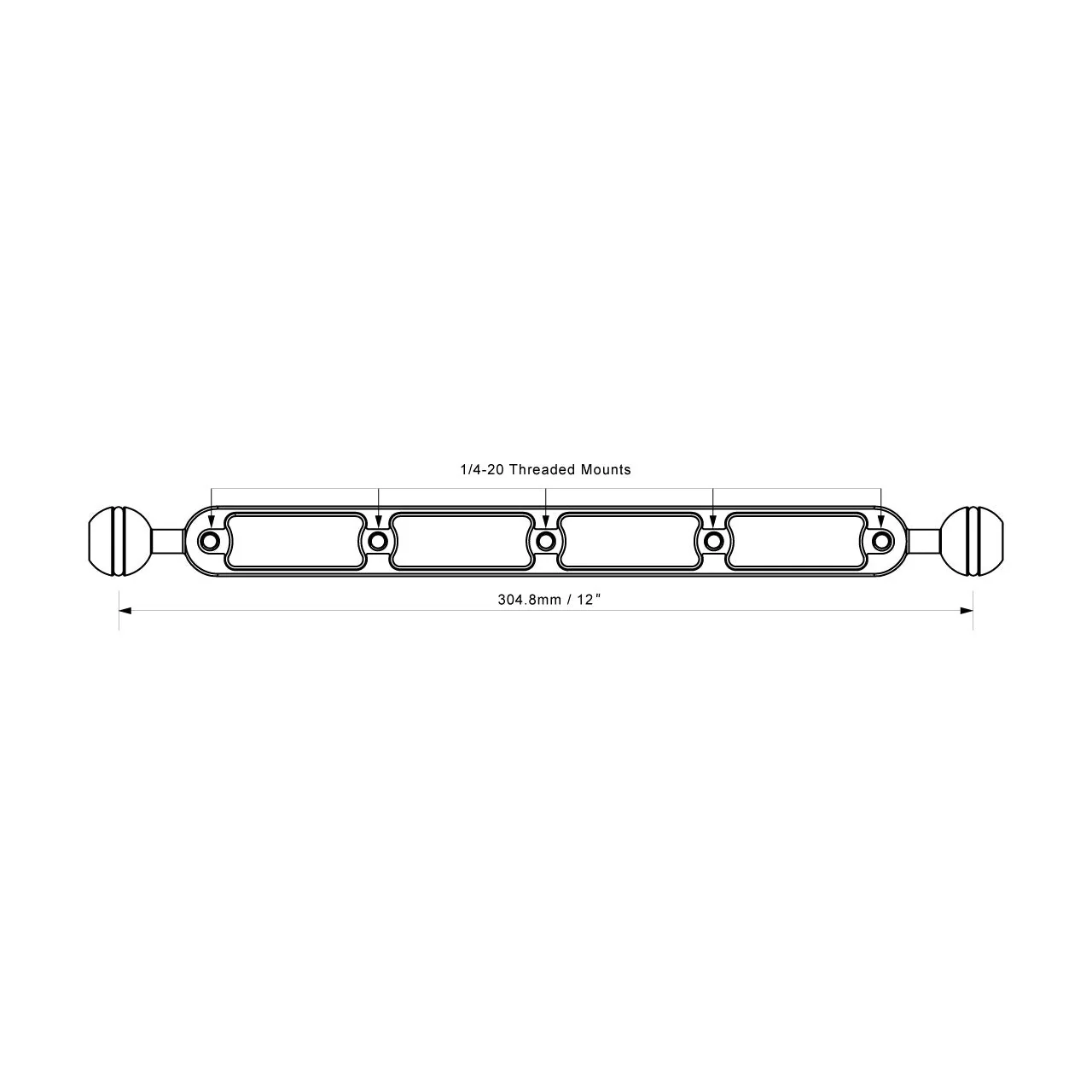 AOI AM1A-BB-12-BLK Ball Arm 12" - Image 2