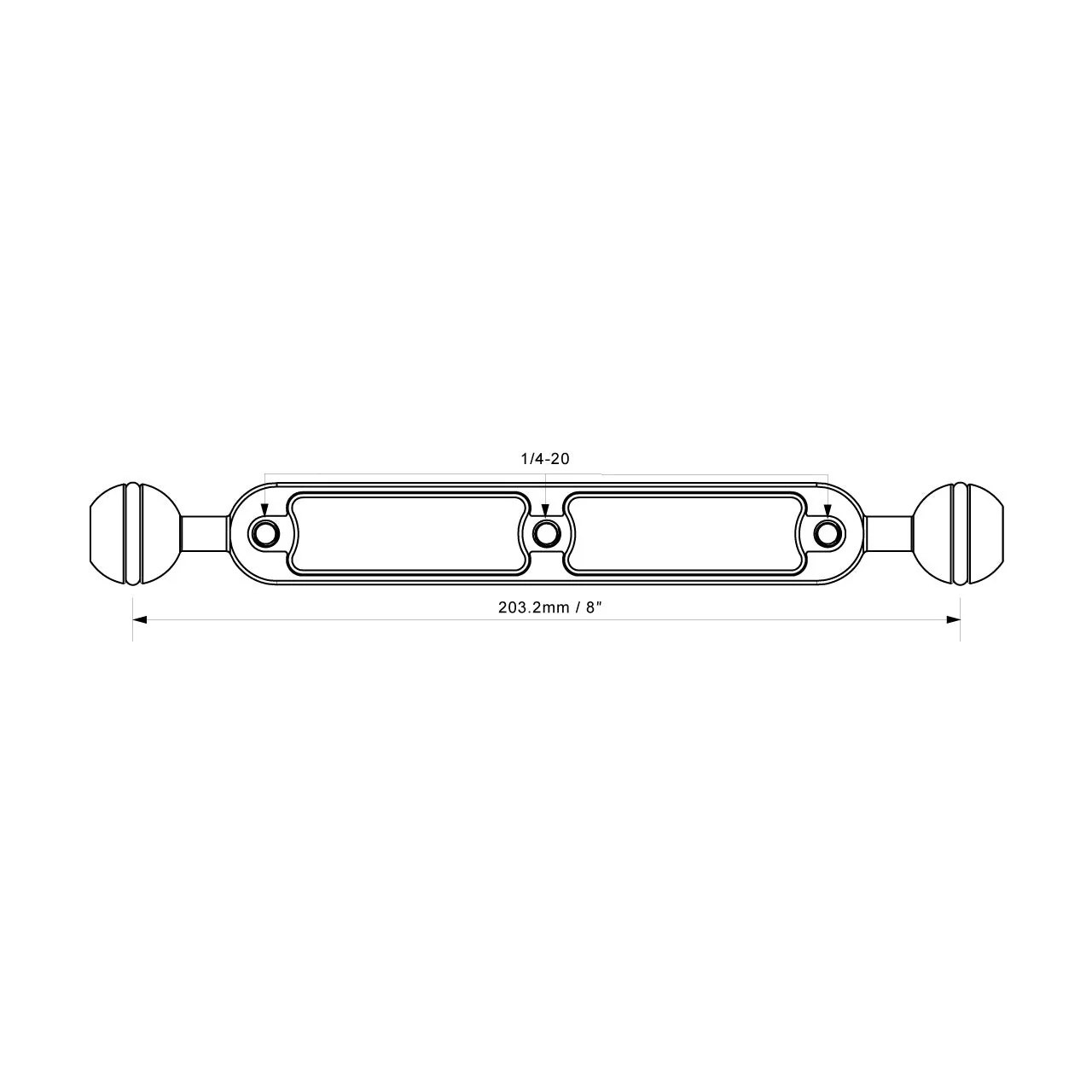 AOI AM1A-BB-8-BLK Ball Arm 8" - Image 3