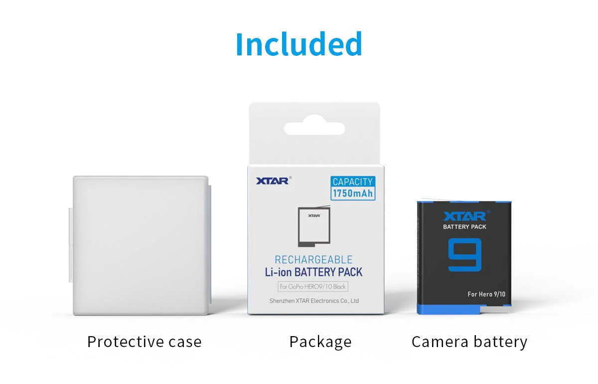 XTAR GoPro Hero9/10 Li-ion Battery - Image 5