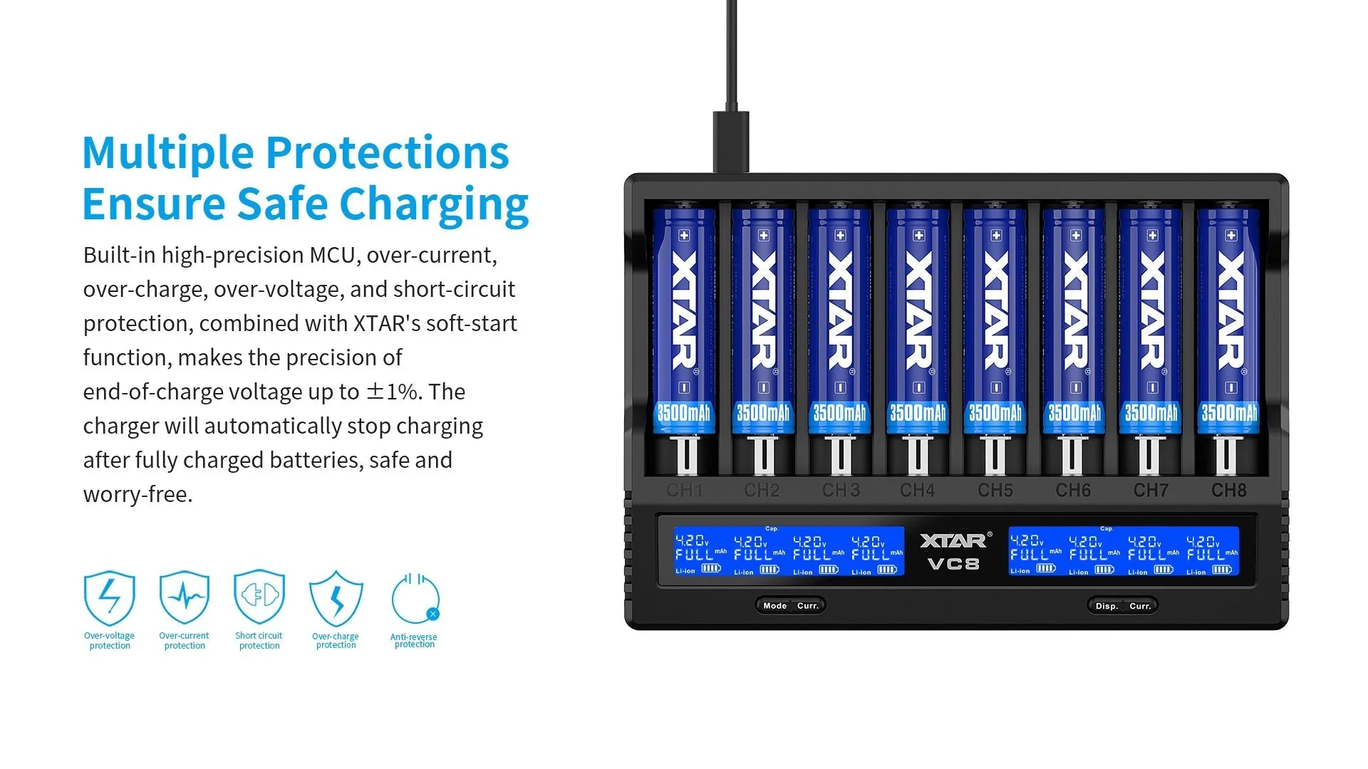 XTAR VC8 Fast Battery Charger for 8 x Li-ion Batteries - Image 15