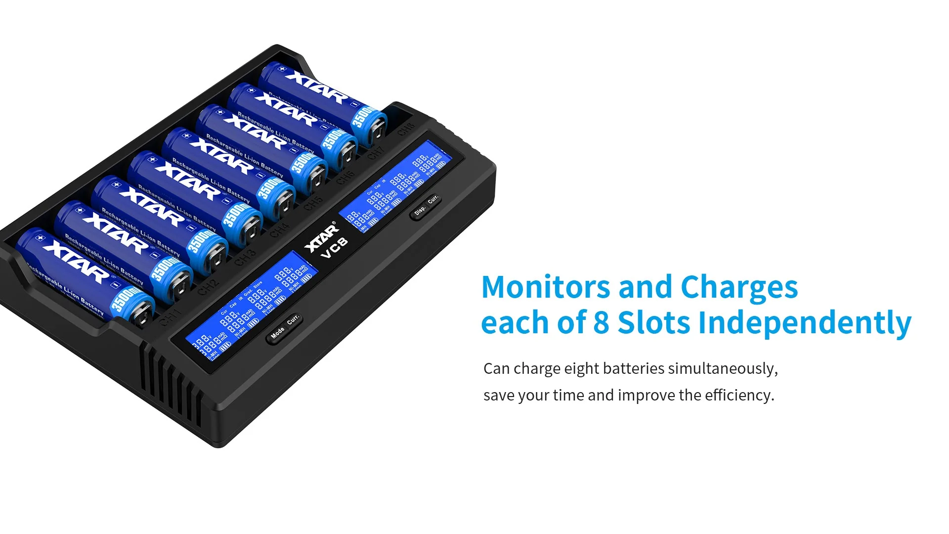 XTAR VC8 Fast Battery Charger for 8 x Li-ion Batteries - Image 5